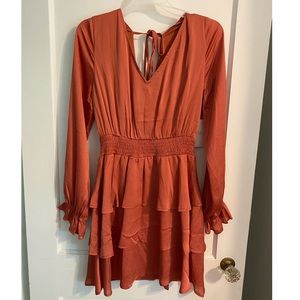 Long sleeve burnt orange dress